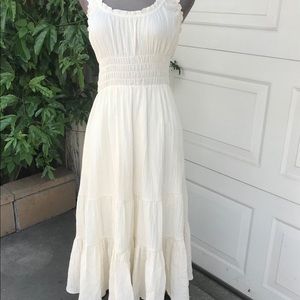 Urban Outfitters Ivory stretch tier ruffle dress